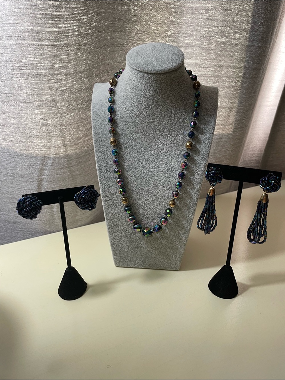 Multicolor Faceted Bead Necklace and Earring Set - Austrian Crystal